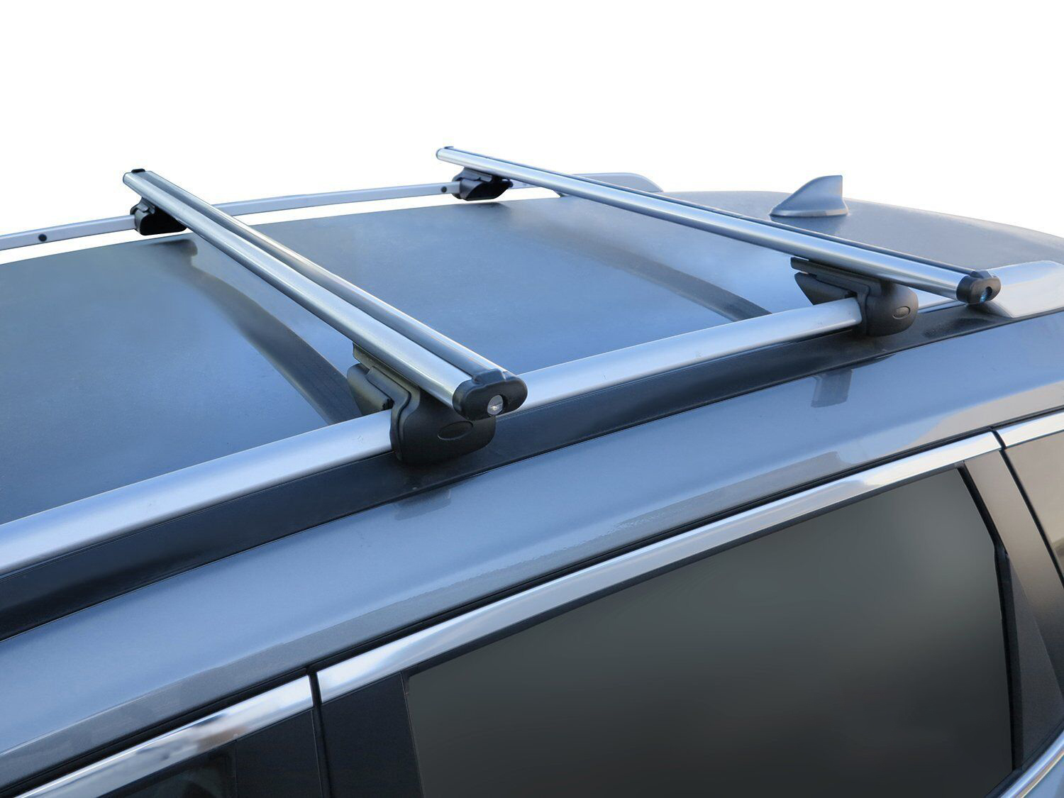 2x BLACK Cross Bar Roof Racks for Hyundai ix35 with Raised Roof Rail Unbranded