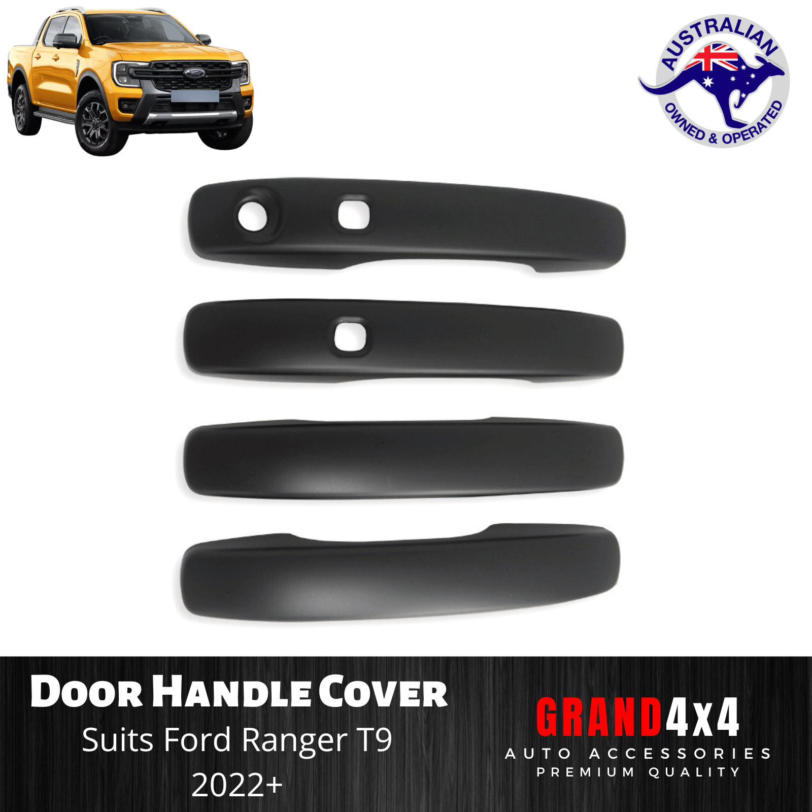 Door Handle Cover Matte Black to suit Ford Ranger T9 2022+ (Keyless Entry)  - GRAND4x4