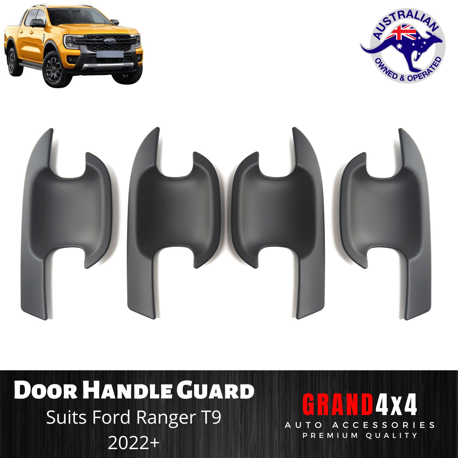 Door Handle Guard Insert Matte Black to suit Ford Ranger T9 2022+ - GRAND4x4