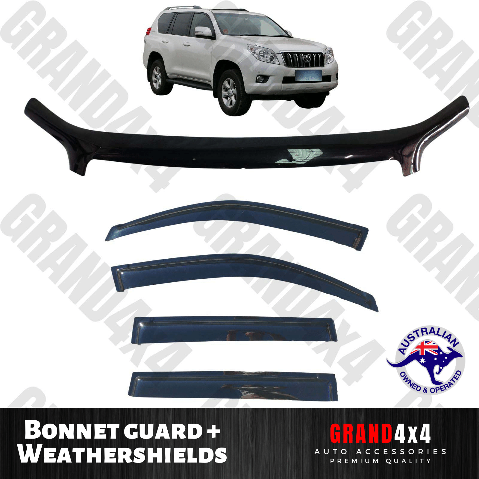 Bonnet Protector Guard + Window Visors suits Toyota Prado 150 series ...