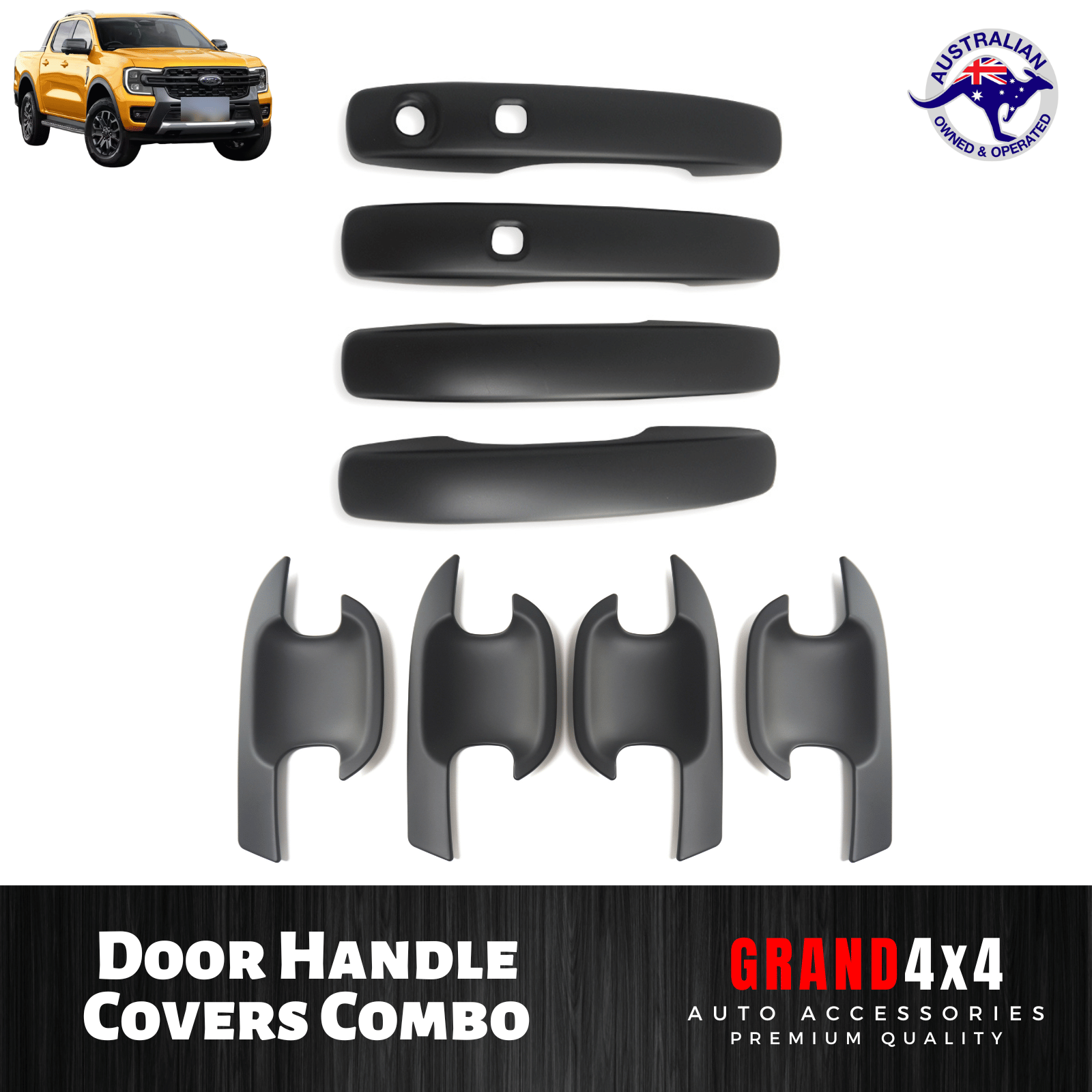 Door Handle Covers Combo Trim Black to suit Ford Ranger T9 2022+ (Keyless  Entry) - GRAND4x4