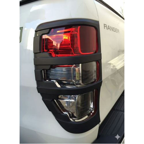 Matte Black Rear Tail Light Trim Cover Surrounds for Ford Ranger PX1/2/3 2012 - 2022