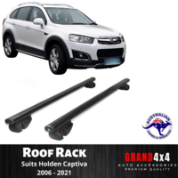 2x BLACK Cross Bar Roof Racks for Holden Captiva 2006-2021 with Raised Roof Rail