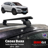 2 x Black Cross Bars / Roof Racks for Hyundai Tucson 2015 - 2021 Flush Rails